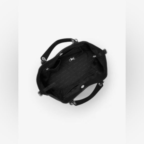 Black Michael Kors Brooklyn Shoulder Bag Purse Silver Grommets Removable Strap - Picture 5 of 13